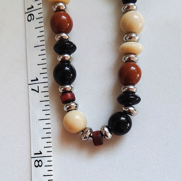 Chaps Earthtone Eclectic Beaded Stone Necklace - Picture 6 of 6